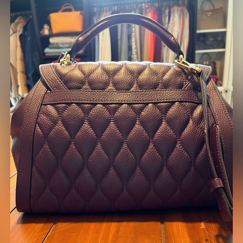 Vera Bradley Leather Stella Satchel Aubergine EUC - Picture 2 of 7